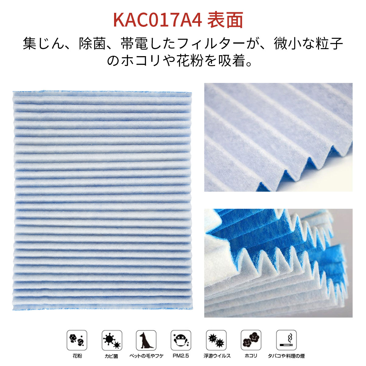 KAC017A4 プリーツフィルター ダイキン 空気清浄機 フィルター kac017a4 (KAC006A4の後継品) 交換用集塵光触媒フィルター「互換品/5枚入り」
