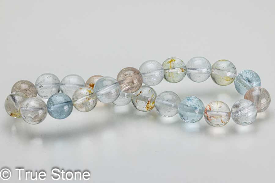 マルチカラー トパーズ ブレスレット 8.2mm-8.9mm ブルートパーズ 黄玉 パキスタン ギルギット 天然石 浄化 パワーストーン