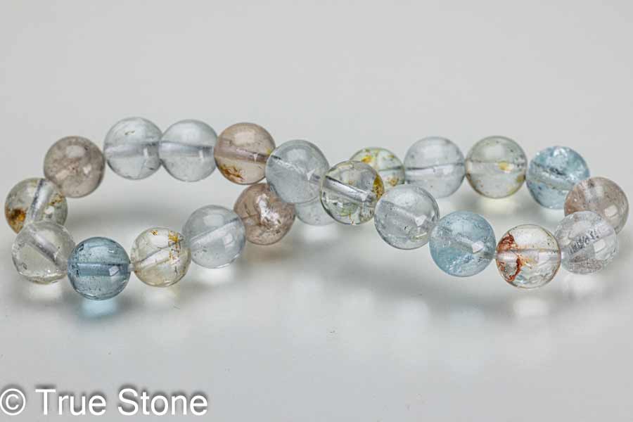 マルチカラー トパーズ ブレスレット 8.2mm-8.9mm ブルートパーズ 黄玉 パキスタン ギルギット 天然石 浄化 パワーストーン