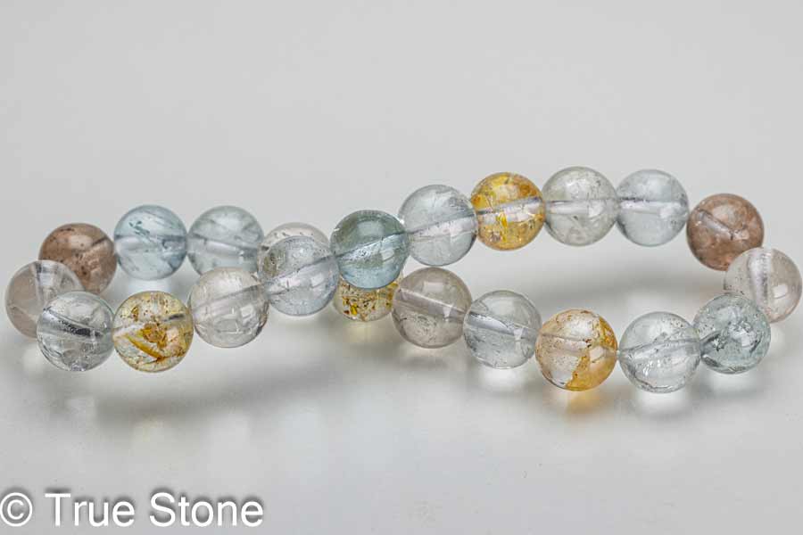 マルチカラー トパーズ ブレスレット 8.4mm-8.9mm ブルートパーズ 黄玉 パキスタン ギルギット 天然石 浄化 パワーストーン