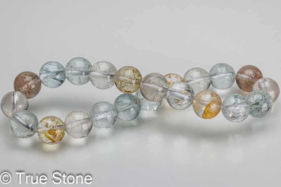 マルチカラー トパーズ ブレスレット 8.4mm-8.9mm ブルートパーズ 黄玉 パキスタン ギルギット 天然石 浄化 パワーストーン