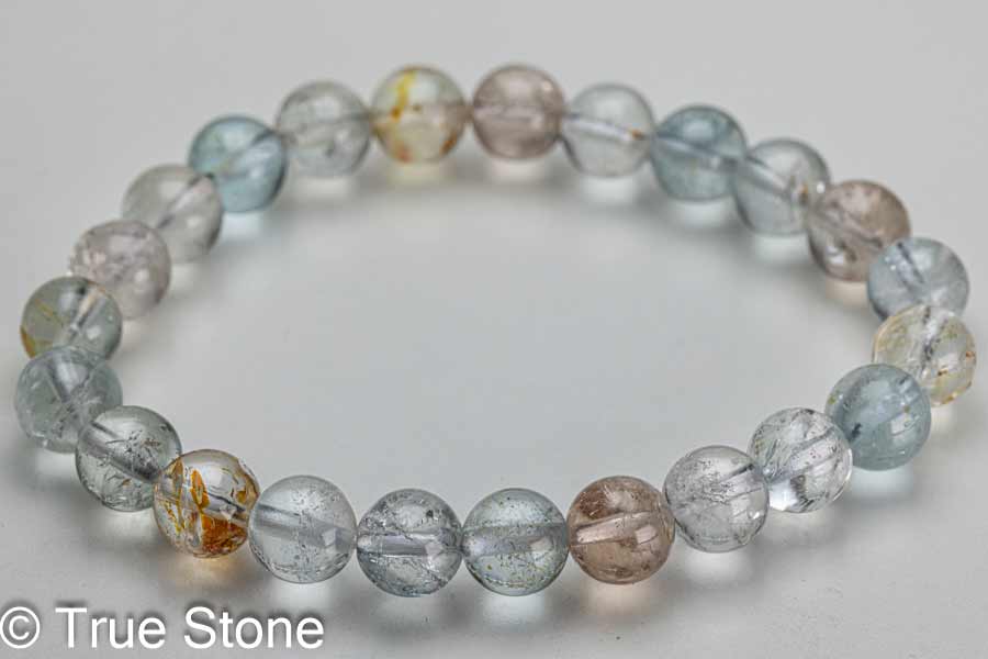 マルチカラー トパーズ ブレスレット 8mm-8.4mm ブルートパーズ 黄玉 パキスタン ギルギット 天然石 浄化 パワーストーン