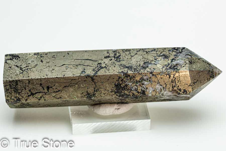 ペルー ワンサラ鉱山 天然 パイライト 石英脈入り 六角柱 タワー 黄鉄鉱 硫化鉱 酸化鉱 マグネタイト