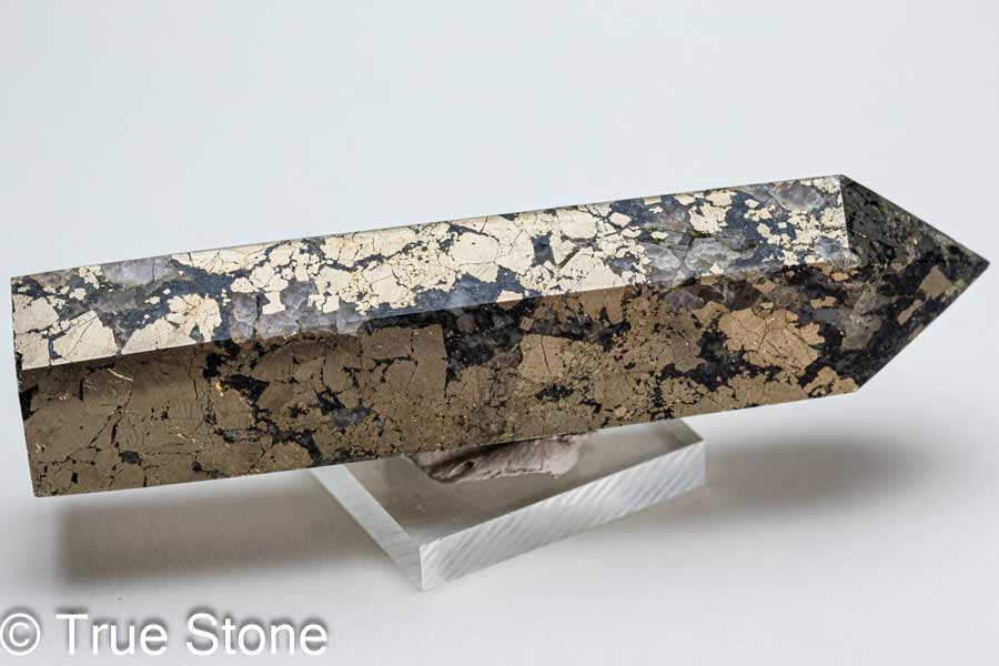 ペルー ワンサラ鉱山 天然 パイライト 石英脈入り 六角柱 タワー 黄鉄鉱 硫化鉱 酸化鉱 マグネタイト