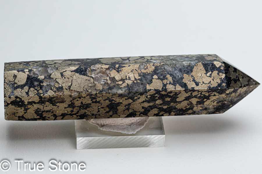 ペルー ワンサラ鉱山 天然 パイライト 石英脈入り 六角柱 タワー 黄鉄鉱 硫化鉱 酸化鉱 マグネタイト