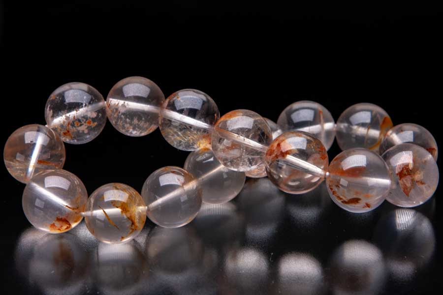 セリサイトインクォーツ セリサイト ブレスレット 粒径13mm-13.8mm ガーデンクォーツ 絹雲母 きぬうんも