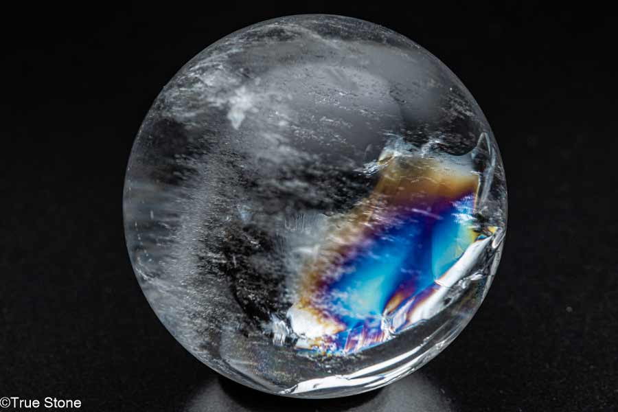  一点物 虹の結晶 アイリスクォーツ 丸玉 内包クラックが描く 天然 レイ...