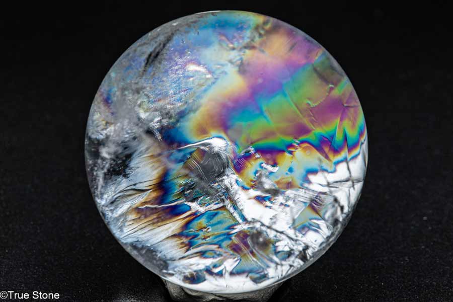  一点物 虹の結晶 アイリスクォーツ 丸玉 内包クラックが描く 天然 レイ...