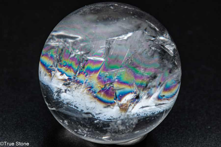  一点物 虹の結晶 アイリスクォーツ 丸玉 内包クラックが描く 天然 レイ...