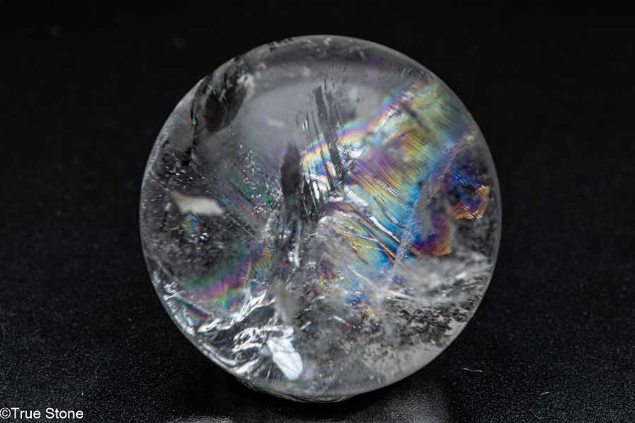 【一点物】虹の結晶 アイリスクォーツ 丸玉 内包クラックが描く 天然 レインボー クリスタル 5センチ 台座付属