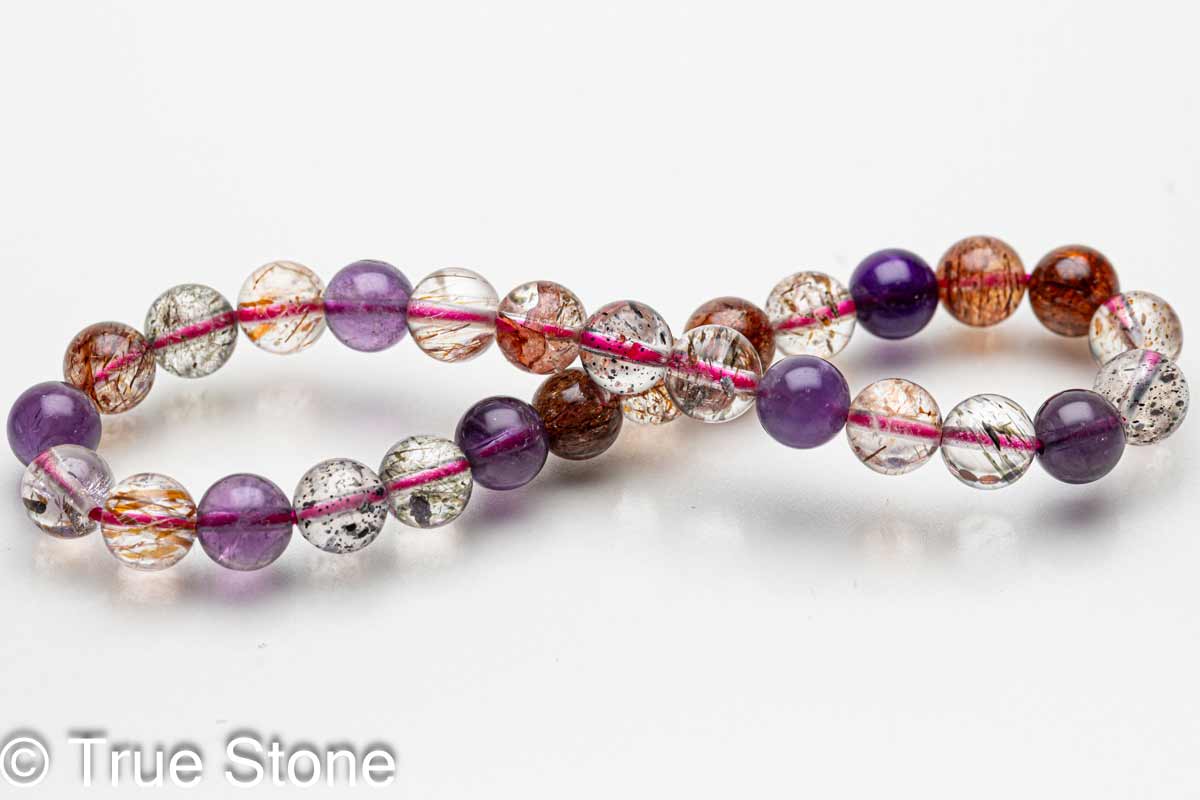 スーパーセブン ブレスレット 6.4mm-6.7mm マルチカラー メロディーストーン セイクリッドセブン レピドクロサイト ゲーサイト