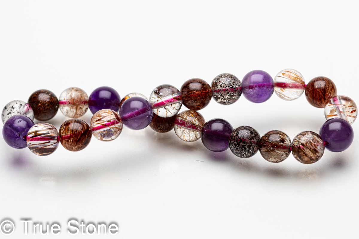 スーパーセブン ブレスレット 7.5mm-7.9mm マルチカラー メロディーストーン セイクリッドセブン レピドクロサイト ゲーサイト