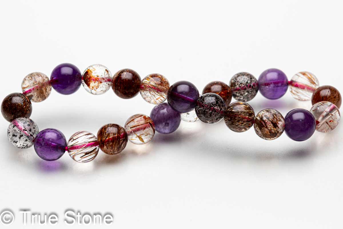 スーパーセブン ブレスレット 7.5mm-7.9mm マルチカラー メロディーストーン セイクリッドセブン レピドクロサイト ゲーサイト