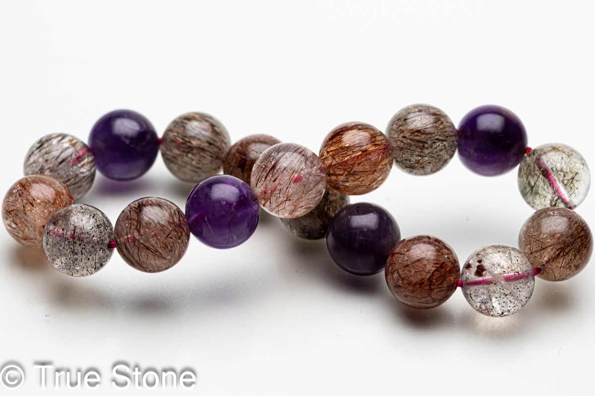 スーパーセブン ブレスレット 10.5mm-11mm マルチカラー メロディーストーン セイクリッドセブン レピドクロサイト ゲーサイト