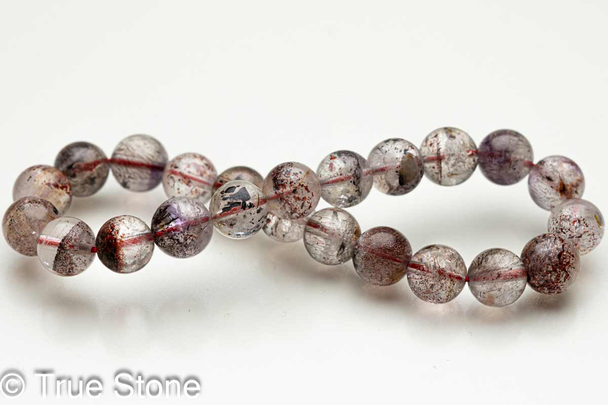 AAA スーパーセブン ブレスレット 7.4mm-7.9mm メロディーストーン セイクリッドセブン レピドクロサイト ゲーサイト アメジスト スモーキークォーツ