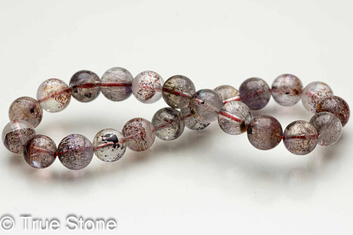 AAA スーパーセブン ブレスレット 7.4mm-7.9mm メロディーストーン セイクリッドセブン レピドクロサイト ゲーサイト アメジスト スモーキークォーツ