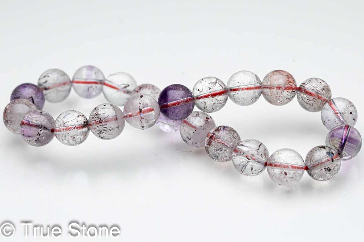 スーパーセブン ブレスレット 7.4mm-7.9mm メロディーストーン セイクリッドセブン ルチル ゲーサイト アメジスト スモーキークォーツ