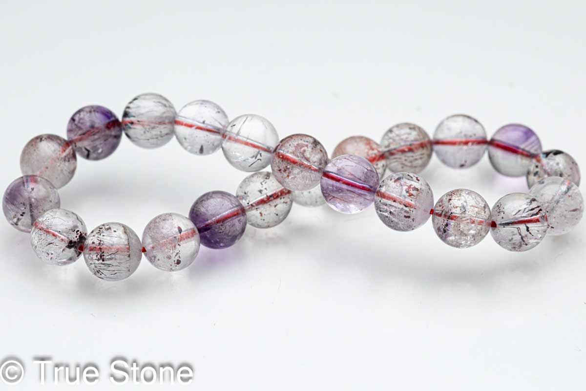 スーパーセブン ブレスレット 7.4mm-7.9mm メロディーストーン セイクリッドセブン ルチル ゲーサイト アメジスト スモーキークォーツ