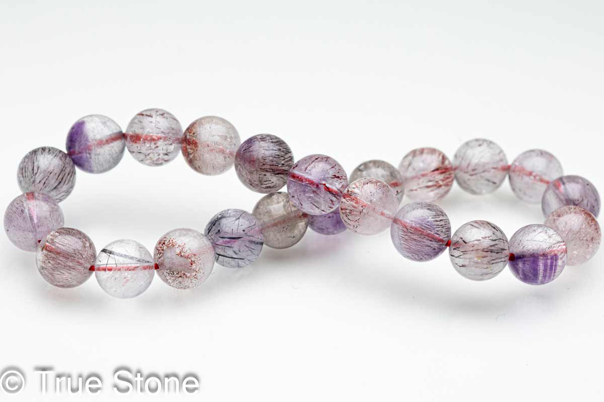 スーパーセブン ブレスレット 7.5mm-7.9mm メロディーストーン セイクリッドセブン ルチル ゲーサイト アメジスト スモーキークォーツ