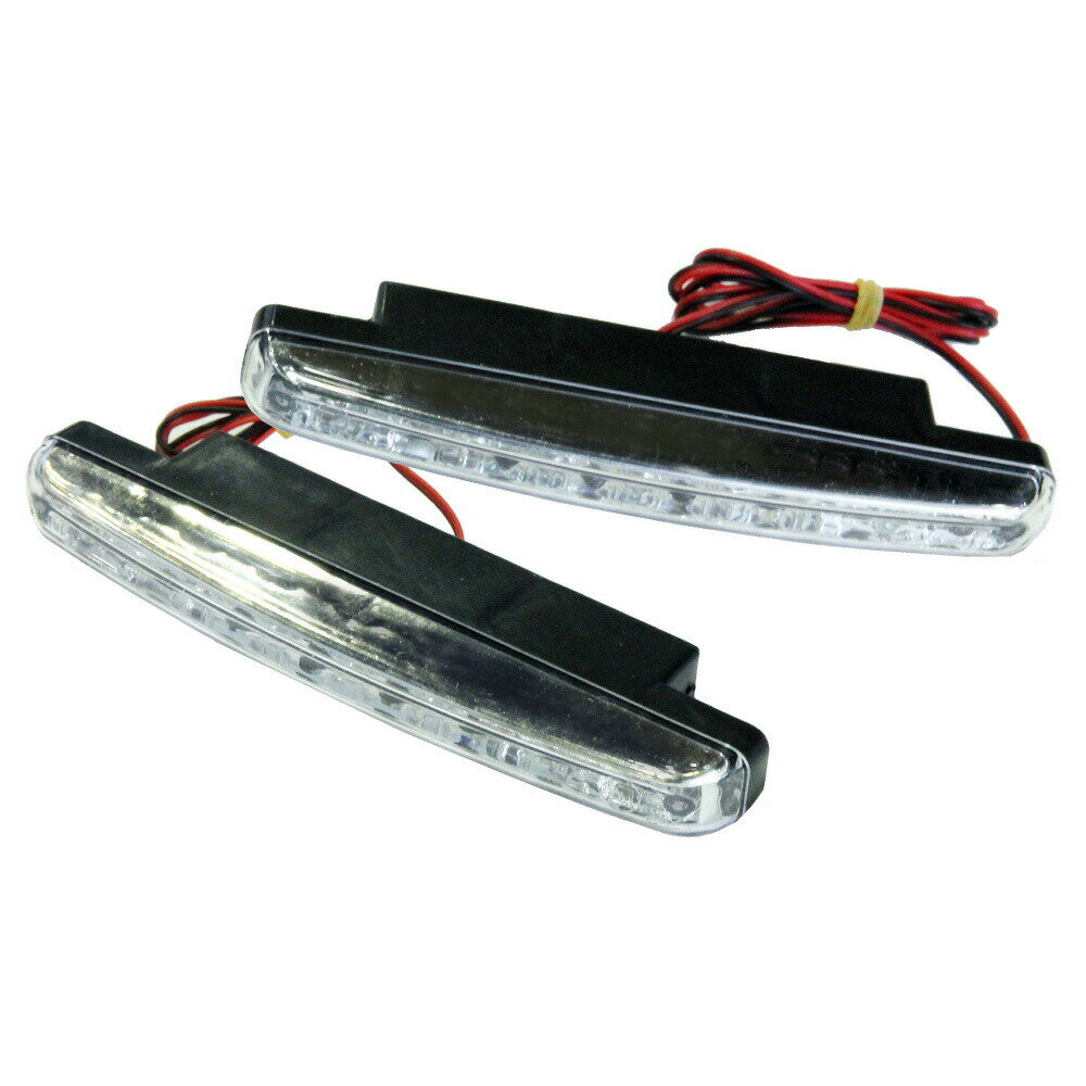 8連LED デイライト 高輝度 12V仕様 (白) ホワイト ランプ 大玉 スポット 防水 防塵 カスタム ドレスア..