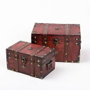 アンティーク宝箱（茶）大小2個 セット 入れ物 海賊 お宝 物入れ 化粧箱 インテリア 小物 ディスプレイ プレゼント