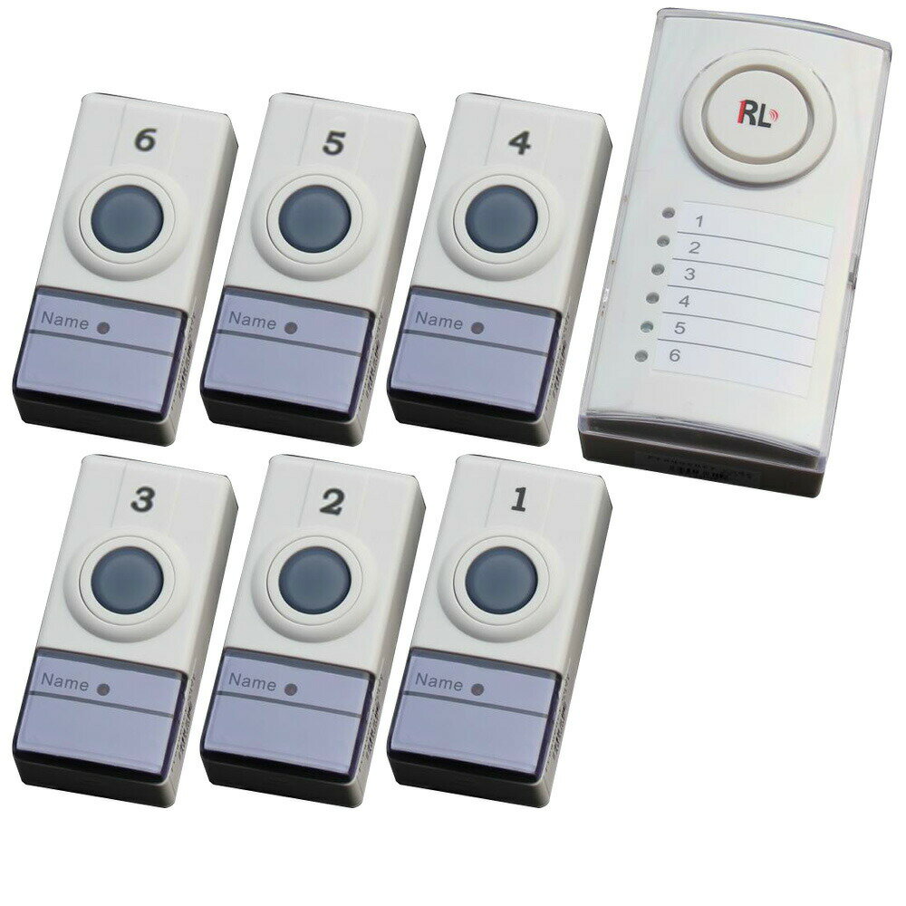 マルチコードレスチャイム 6ch セット 子機 6台 付き ワイヤレス 配線不要 受信機 押ボタン送信機 店舗 工事不要 介護用品 玄関 子供部屋
