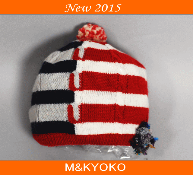 M＆KYOKO M＆K SALE セールトリコロールカラー ニット 帽子 ニット帽2015秋冬 M＆K エムアンドキョウコ