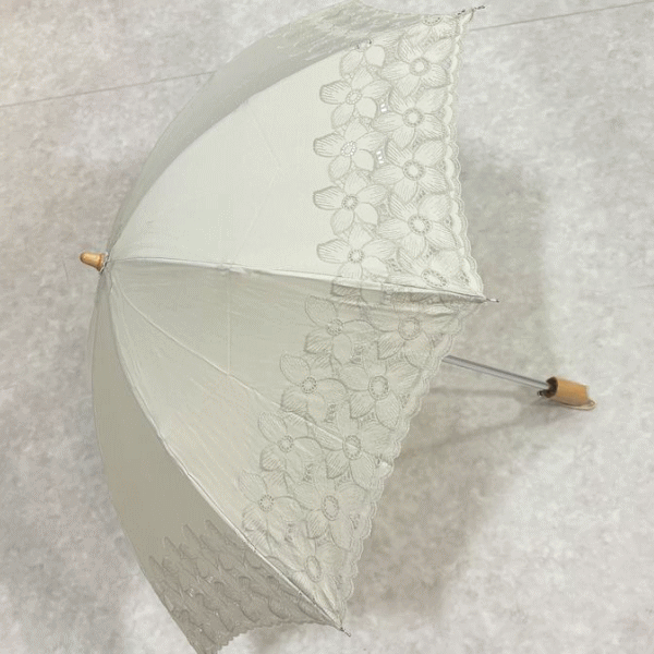 日傘 レディース 刺しゅう 57cm パラソル 高級日傘 536S030 花柄 刺しゅう UV 傘 紫外線防止 折りたたみ 落ち着いた 日本製