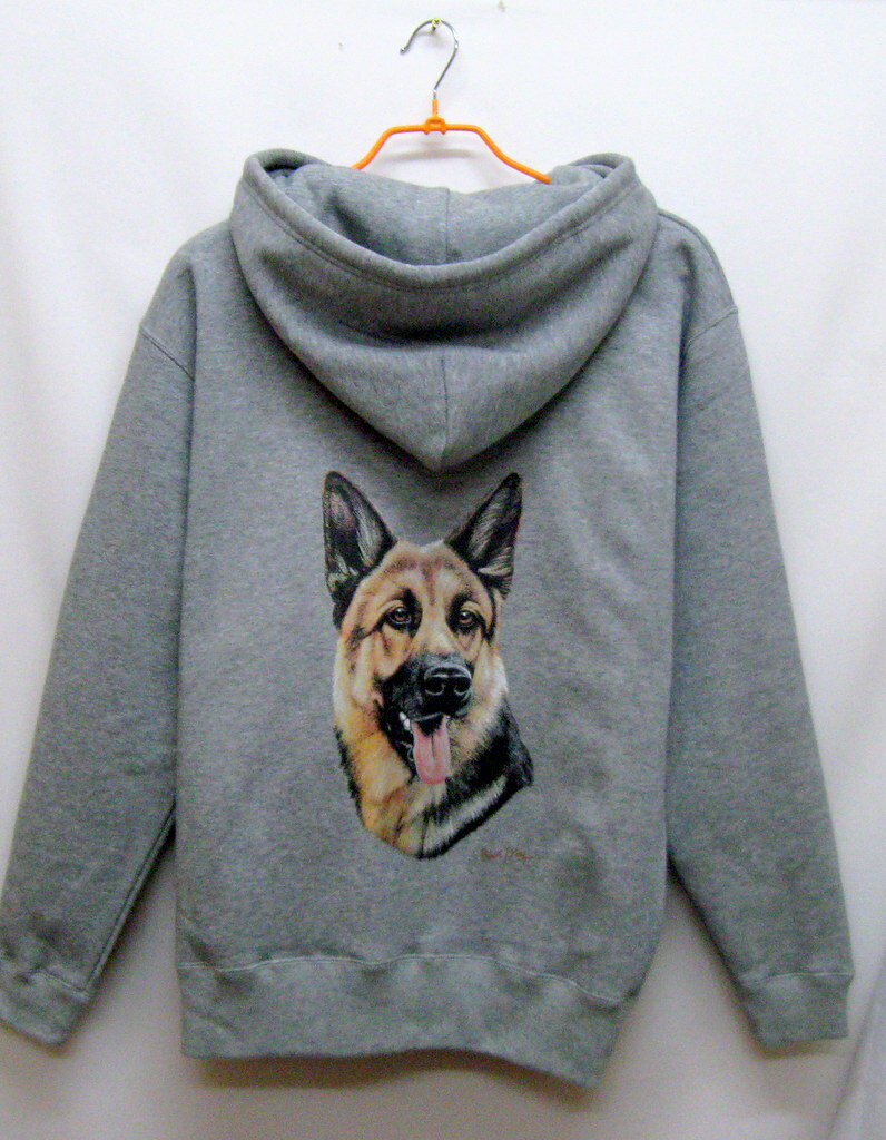 ジャーマンシェパード柄のスウェットフルジップパーカーです。(RJM） 送料無料