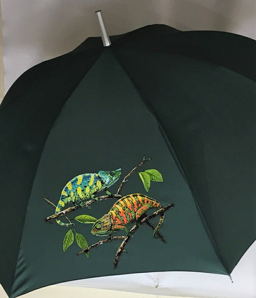 カメレオン/爬虫類 傘 65cm 直径110cm レディース メンズ 男女兼用 雨傘 かわいい おしゃれ 梅雨 レイングッズ UVカット 風に強い 耐風 父の日