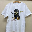 ロットワイラー(H) パピー tシャツ 半袖 カットソー 丸首型 クルーネック 綿100% トップス レディース メンズ シンプル かわいい おしゃれ イベント お揃い ドッグ 犬 犬柄 いぬ 犬プリント 犬種別 犬グッズ