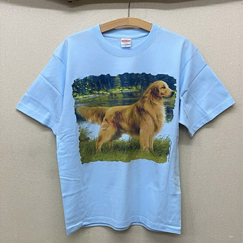 ゴールデンレトリーバー ゴールデンレトリバー tシャツ 半袖 カットソー 丸首型 クルーネック 綿100% トップス レディース メンズ シンプル かわいい おしゃれ イベント お揃い ドッグ 犬 犬柄…