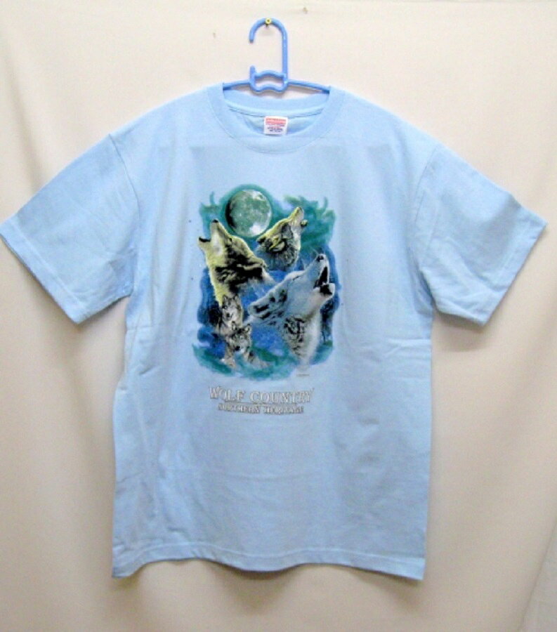ウルフ (32−L) 動物野生動物 狼 オオカミ tシャツ 半袖 カットソー 丸首型 クルー...