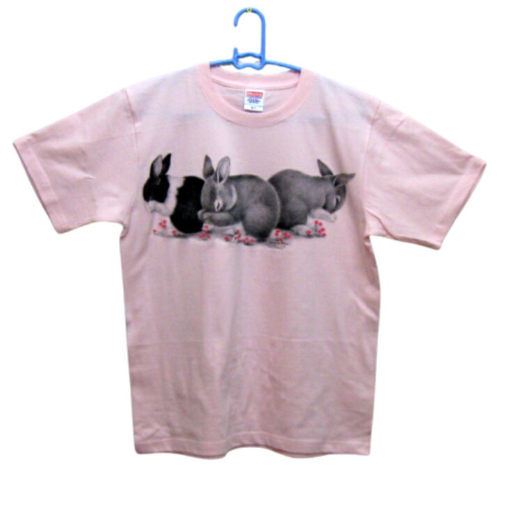 Rakuten - ウサギ ラビット tシャツ 半袖 カットソー 丸首型 クルーネック 綿100% トップス レディース メンズ シンプル かわいい おしゃれ イベント お揃い 動物 オーナーグッズ オフ会