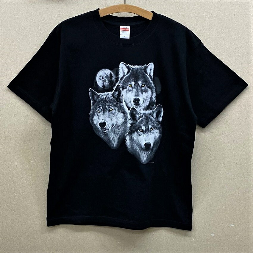 ウルフ (29－D) 動物野生動物 狼 オオカミ tシャツ 半袖 カットソー 丸首型 クルーネック 綿100% トップス レディース メンズ シンプル かわいい おしゃれ イベント お揃い 動物 オーナーグッズ オフ会 父の日