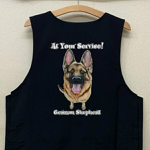 ジャーマンシェパード ジャーマングッズ トリミングエプロン ナイロンワッシャー 両脇ボタン 撥水加工 トリマー 保育士 前掛け レディース メンズ シンプル か...