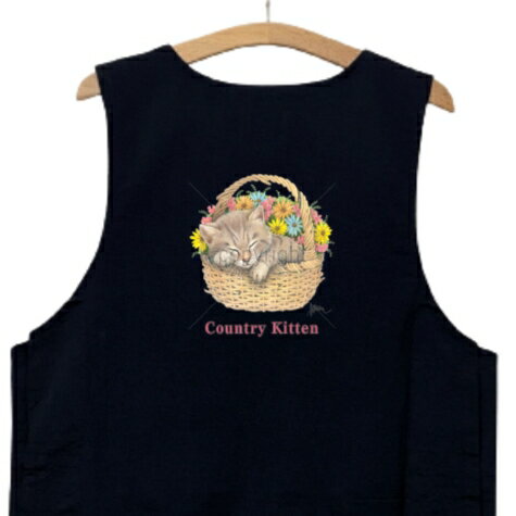 トリミングエプロン ねこ ネコ 猫 cat キャット ナイロンエプロン お散歩エプロン 多機能 ナイロンワッシャー 両脇ボタン 撥水加工 トリマー 保育士 前掛...