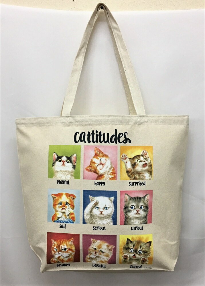 猫 キャット 集合10 ネコ トートバッグ エコバッグ マイバッグ【Lサイズ/大】かわいい おしゃれ レディース メンズ 男女兼用 a4 大きめ キャンバス 動...
