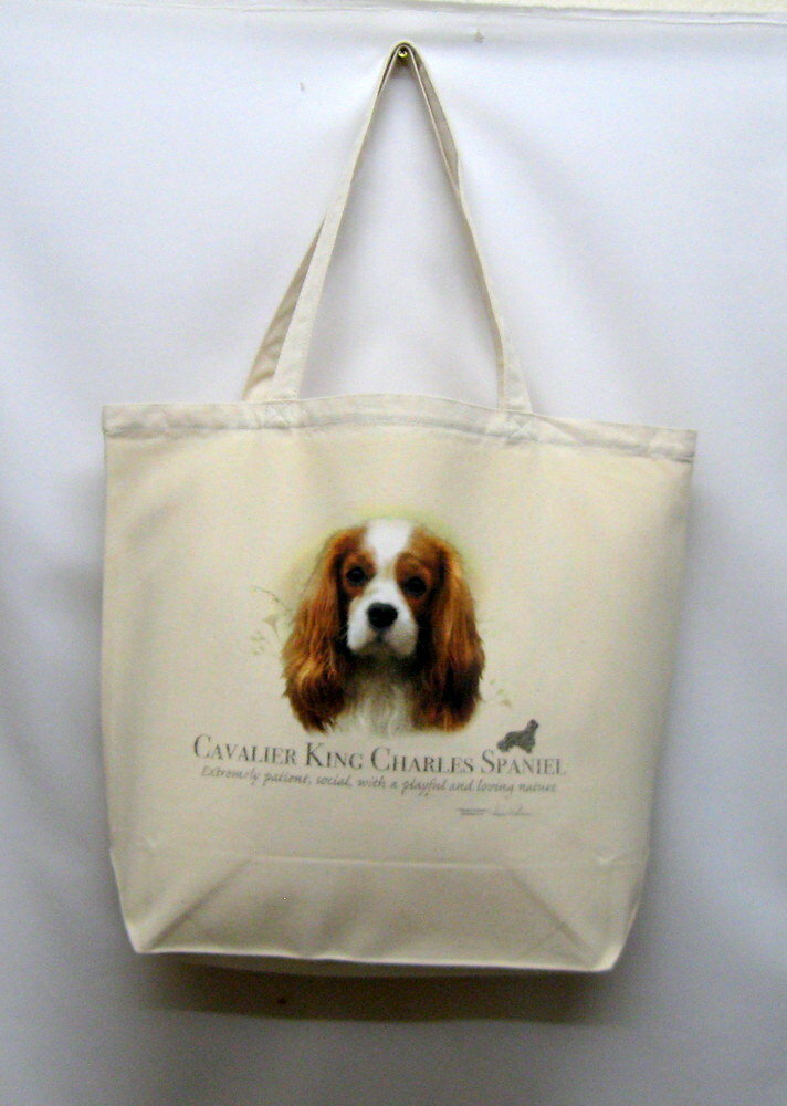 キャバリア トートバッグ エコバッグ マイバッグ【Lサイズ/大】かわいい おしゃれ レディース メンズ 男女兼用 a4 大きめ キャンバス ドッグ 犬 犬柄 い...