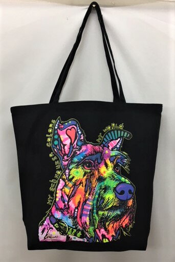 シュナウザー (ネオン) トートバッグ エコバッグ マイバッグ【Lサイズ/大】かわいい おしゃれ レディース メンズ 男女兼用 a4 大きめ キャンバス ドッグ...