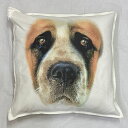【送料無料】セントバーナード クッション NEW【中身あり/ホワイト/ブラック】 50x50cm 大きめ ビッグサイズ ビッグフェイス 洗える かわいい おしゃれ 犬柄 いぬ 犬プリント 雑貨 犬グッズ 犬プリント 動物 オーナーグッズ