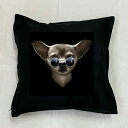 【送料無料】チワワ クッション NEW【中身あり/ブラック】 50x50cm 大きめ ビッグサイズ 洗える かわいい おしゃれ 犬柄 いぬ 犬プリント 雑貨 犬グッズ 犬プリント 動物 オーナーグッズ