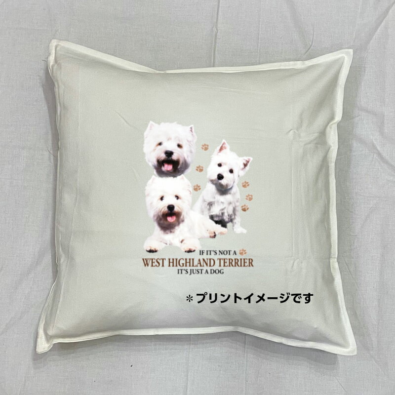 樂天商城 - 【送料無料】ウエストハイランドホワイトテリア ウエスティー クッション NEW【中身あり/ホワイト/ブラック】 50x50cm 大きめ ビッグサイズ 洗える かわいい おしゃれ 犬柄 いぬ dog ドッグ 犬プリント 雑貨 犬グッズ 犬プリント 動物 オーナーグッズ プレゼント
