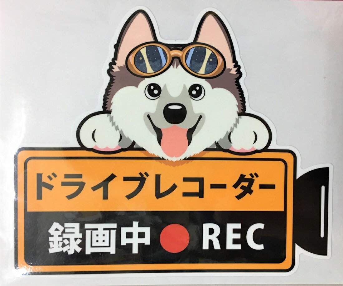 犬 シベリアンハスキー レッド ハスキー ドライブレコーダー録画中 犬種別 外張りステッカー ドラレコ ステッカー ドッグ いぬ イヌ 車 オーナーズグッズ あおり運転 迷惑防止 プレゼント ギフト 犬プリント【メール送料無料】 敬老の日