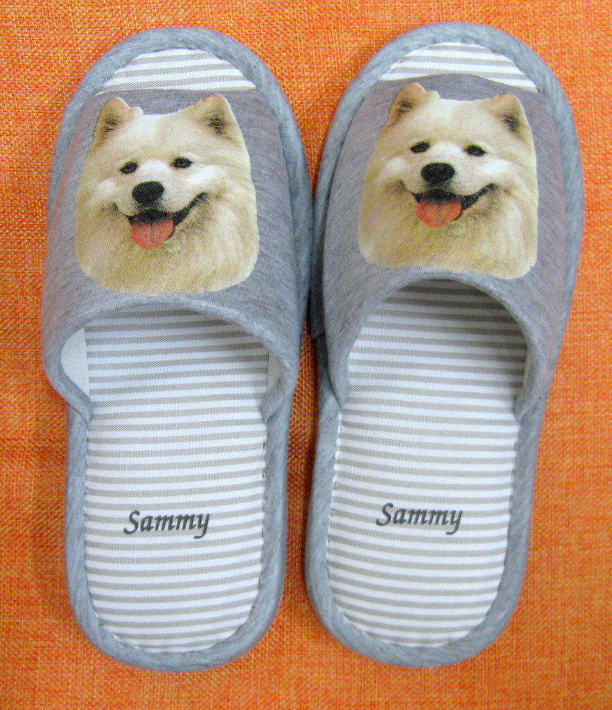 サモエド(H) スリッパ 洗える 【大人用22〜26cm】男女兼用 グレー ストライプ 丸洗い ウォッシャブル ルームシューズ かわいい おしゃれ 来客用 すり...