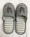 トリさん(No.2)/鳥/インコ スリッパ 洗える 【大人用22〜26cm】男女兼用 グレー ストライプ 丸洗い ウォッシャブル ルームシューズ かわいい おし...