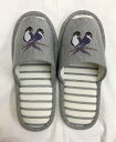 トリさん(No.3)/鳥/インコ スリッパ 洗える 【大人用22~26cm】男女兼用 グレー ストライプ 丸洗い ウォッシャブル ルームシューズ かわいい おし...