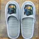 コンゴウインコ 鳥 とり トリ バード スリッパ 洗える 【大人用22〜26cm】男女兼用 グレー ストライプ 丸洗い ウォッシャブル ルームシューズ かわいい...