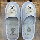 マルチーズ スリッパ 洗える 【大人用22〜26cm】男女兼用 グレー ストライプ 丸洗い ウォッシャブル ルームシューズ かわいい おしゃれ 来客用 すりっぱ...