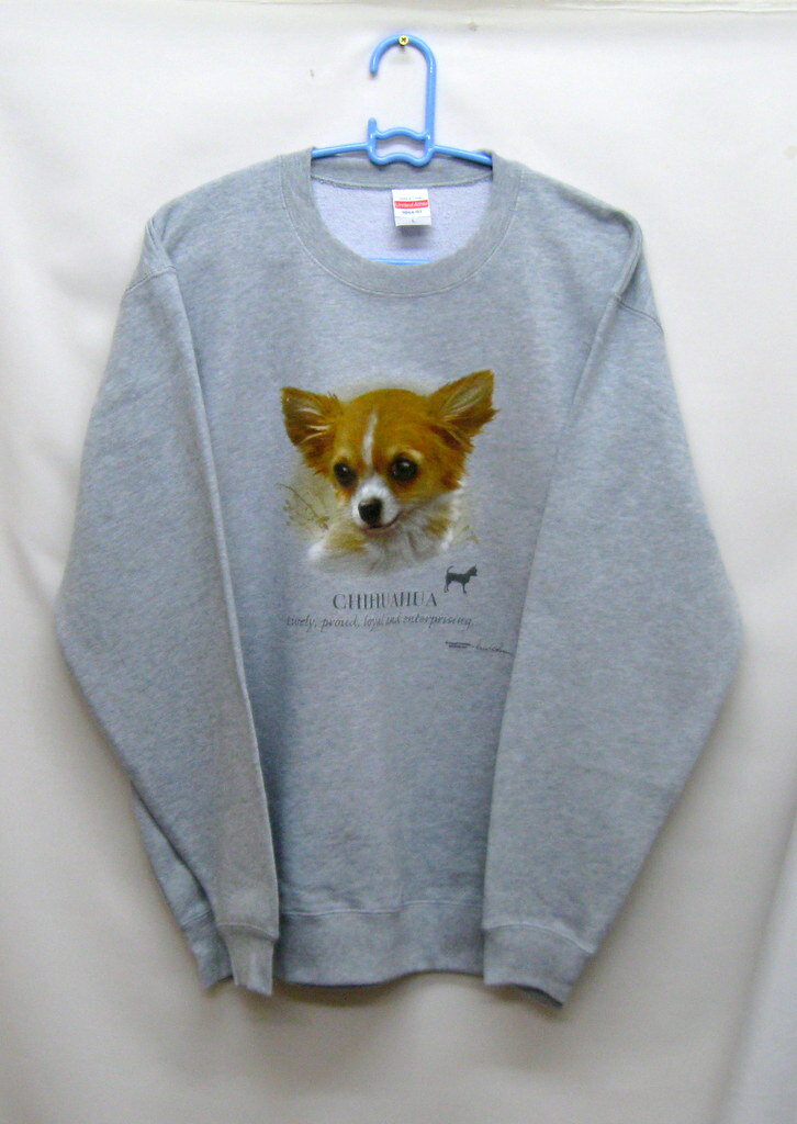チワワ (N-17) スウェット トレーナー ラウンドネック 長袖 レディース メンズ ユニセックス 綿100% プルオーバー シンプル かわいい ペアルック ...